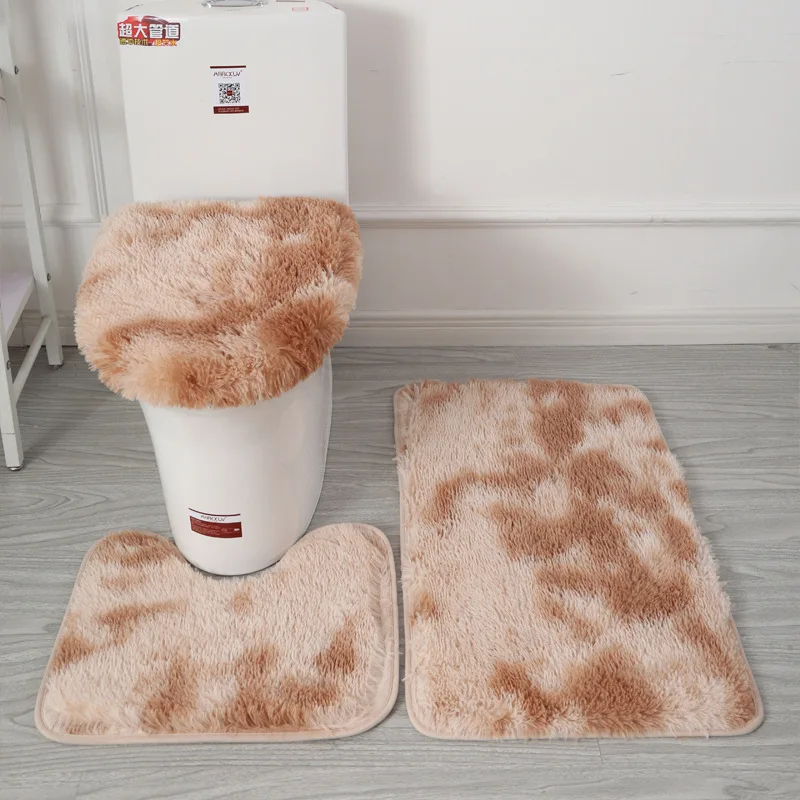

Soft bathroom rug 3-piece bathroom rug and cushion set Non-slip mat set bathroom 3-piece set