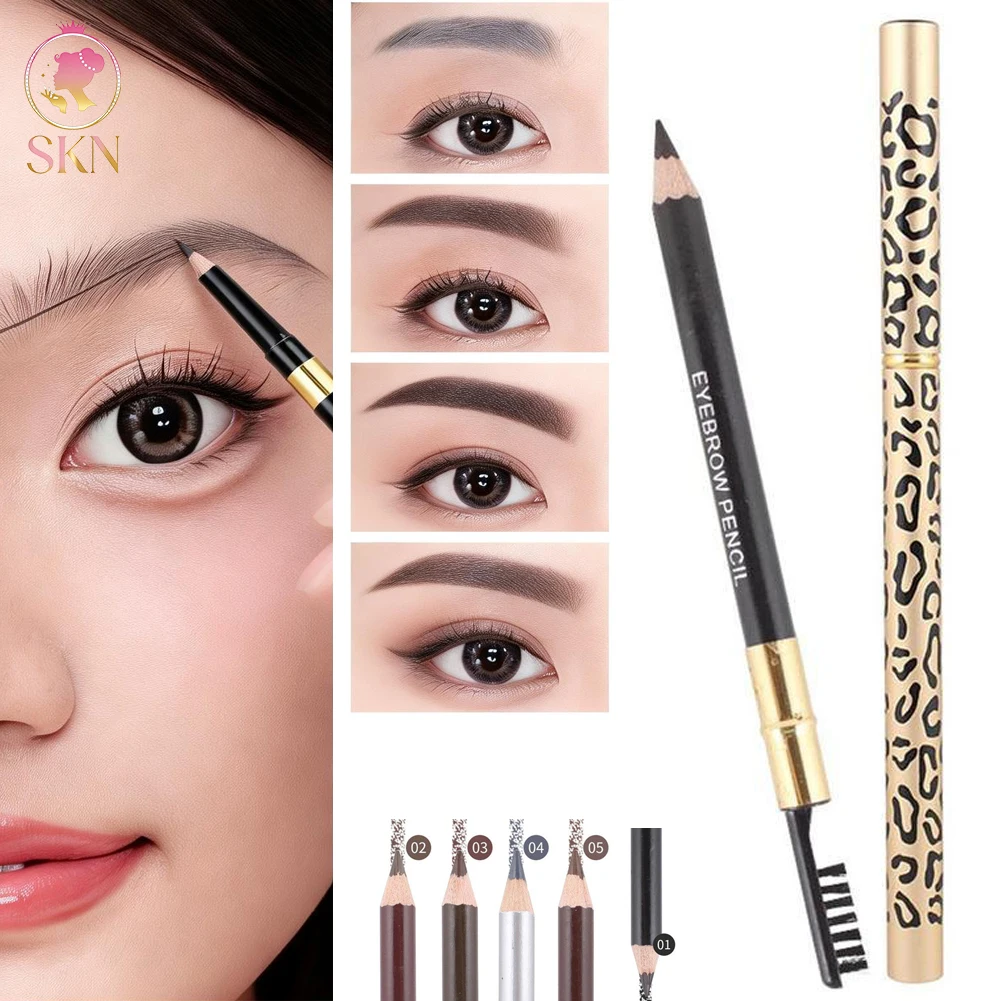 Double-headed Leopard Eyebrow Pencil Brush Makeup Natural Brow Cosmetics Waterproof Eye Long-Lasting Colors