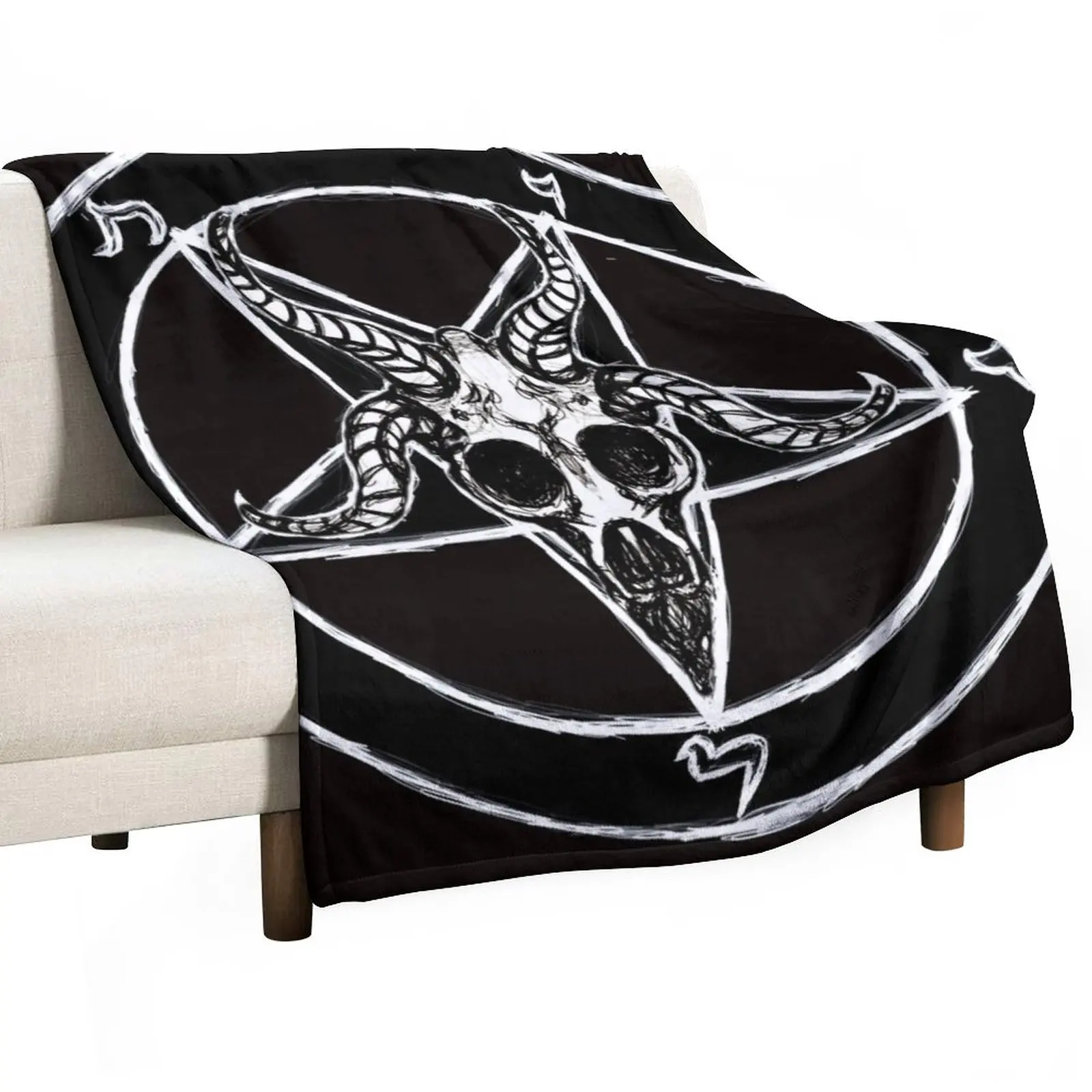 Baphomet Pentagram Throw Blanket Flannel Fabric Decorative Sofa Blankets