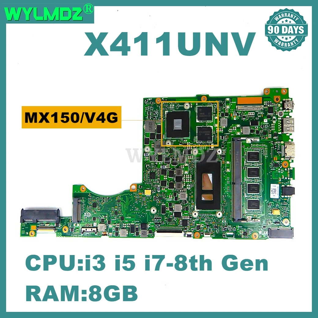 X411UNV Motherboard For ASUS X411U X411UN X411UF/UQ S4200 S4200U Laptop Mainboard i3 i5 i7 CPU 8GB-RAM MX150-V4G 90Days Warranty