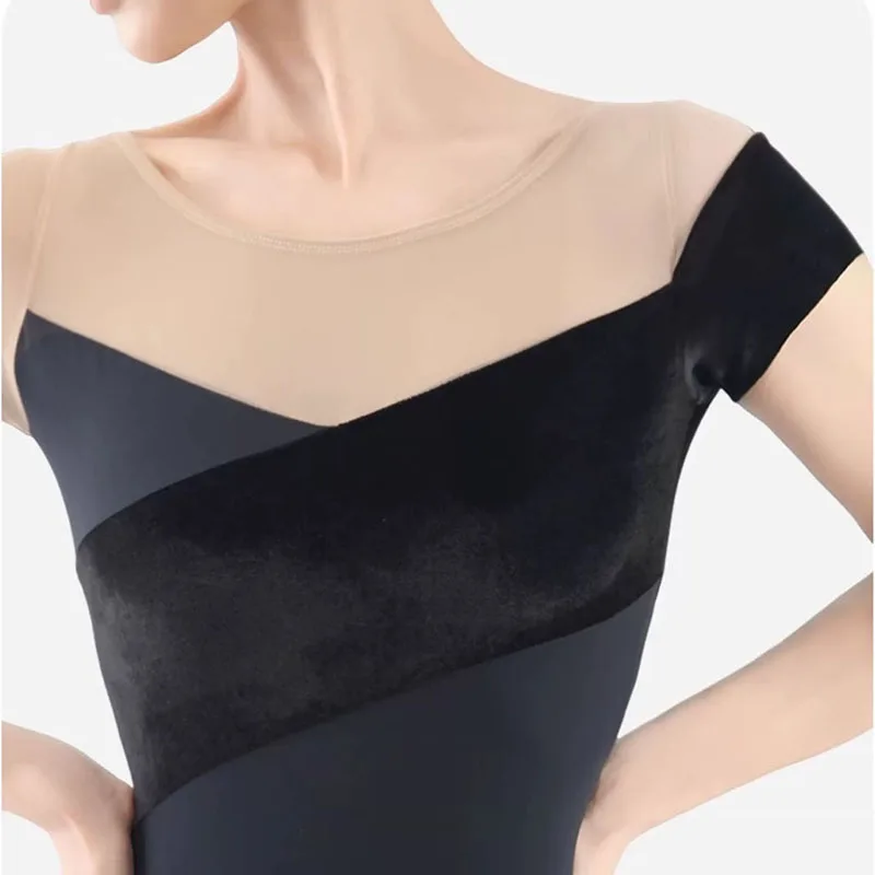 Nowy strój baletowy z krótkim rękawem dla dorosłych, podstawowy czarny strój gimnastyczny, odzież do jogi dla kobiet, strój baletowy dla dziewcząt, kombinezon.
