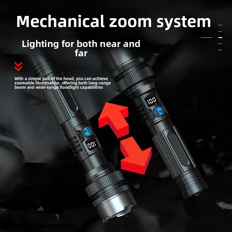 

White Laser Strong Light Flashlight Laser Cannon Super Bright Outdoor Telescopic Zoom Household Flashlight