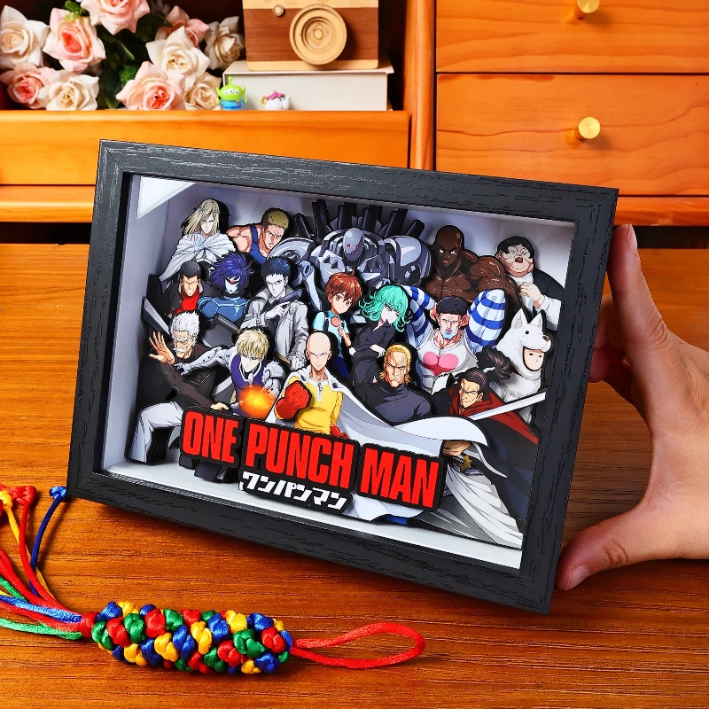 อะนิเมะ ONE PUNCH-MAN 3D แฮนด์เมดภาพวาดศิลปะไซตามะ เกโนสการ์ตูนรูปสะสมภาพเครื่องประดับตกแต่งห้องนอนแฟนของขวัญ
