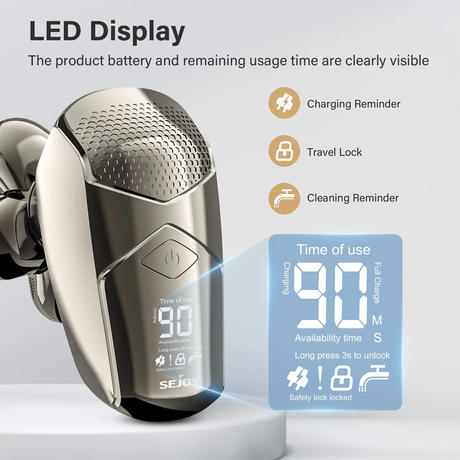 Afeitadoras de cabeza Sejoy 7D para hombres calvos Kit de aseo de maquinilla de afeitar eléctrica con pantalla LED impermeable inalámbrica actualizado 5 en 1