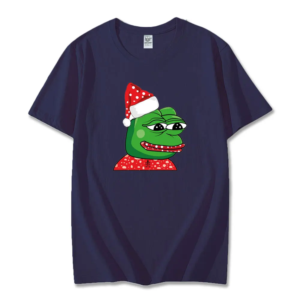 Cartoon Pepe Frog Christmas T Shirts Funny Graphic T Shirt Frog Humor Fun Offensive Y2k Clothes Fashion Streetwear Cotton Shirts