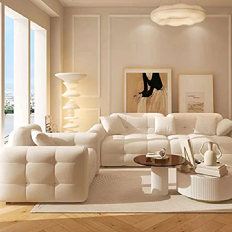 Sofá Seccional de color blanco Para sala de estar, mueble moderno con forma de nube, Para Hotel