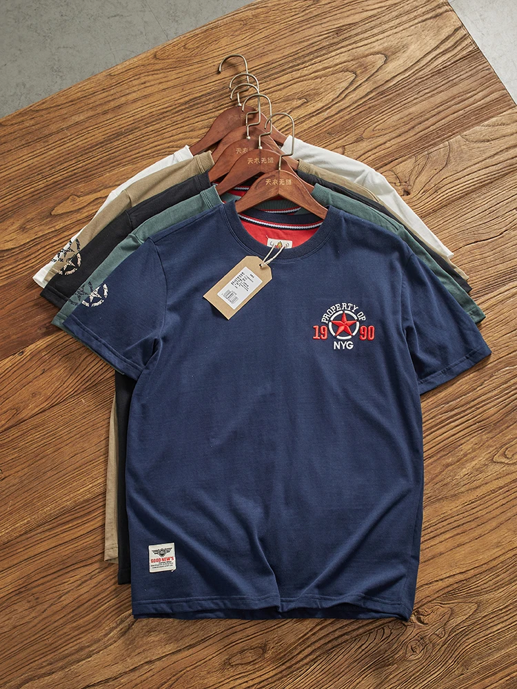 Summer New Men's ort Sve T-irt Pure Cotton Waed Floing Versatile Base Layer f Sve T-irt Faion Urban Sle