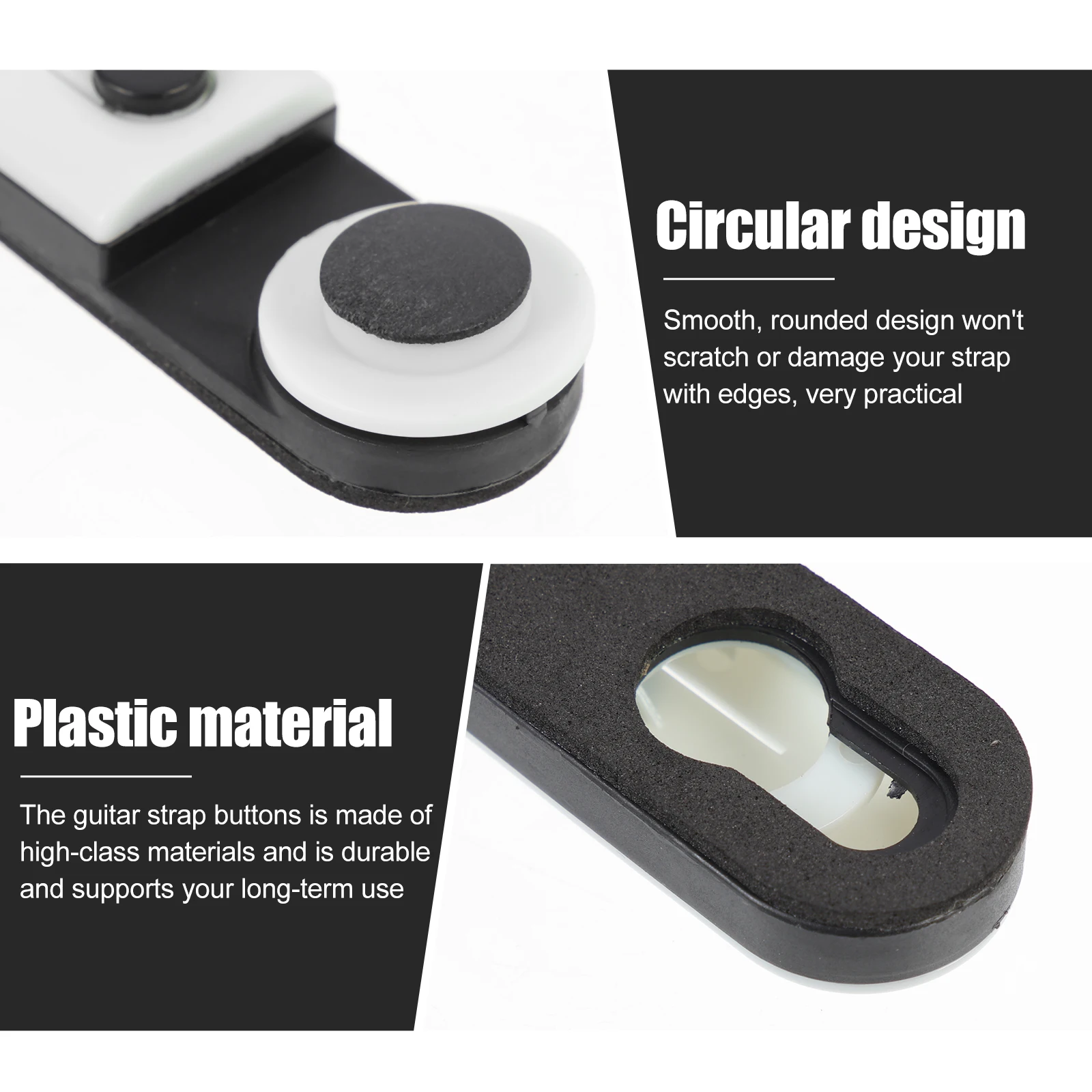 

2 Pcs Wide Guitar Strap Anti-slip Buttons Ukulele Buckles Electric Replacement Locks Studs