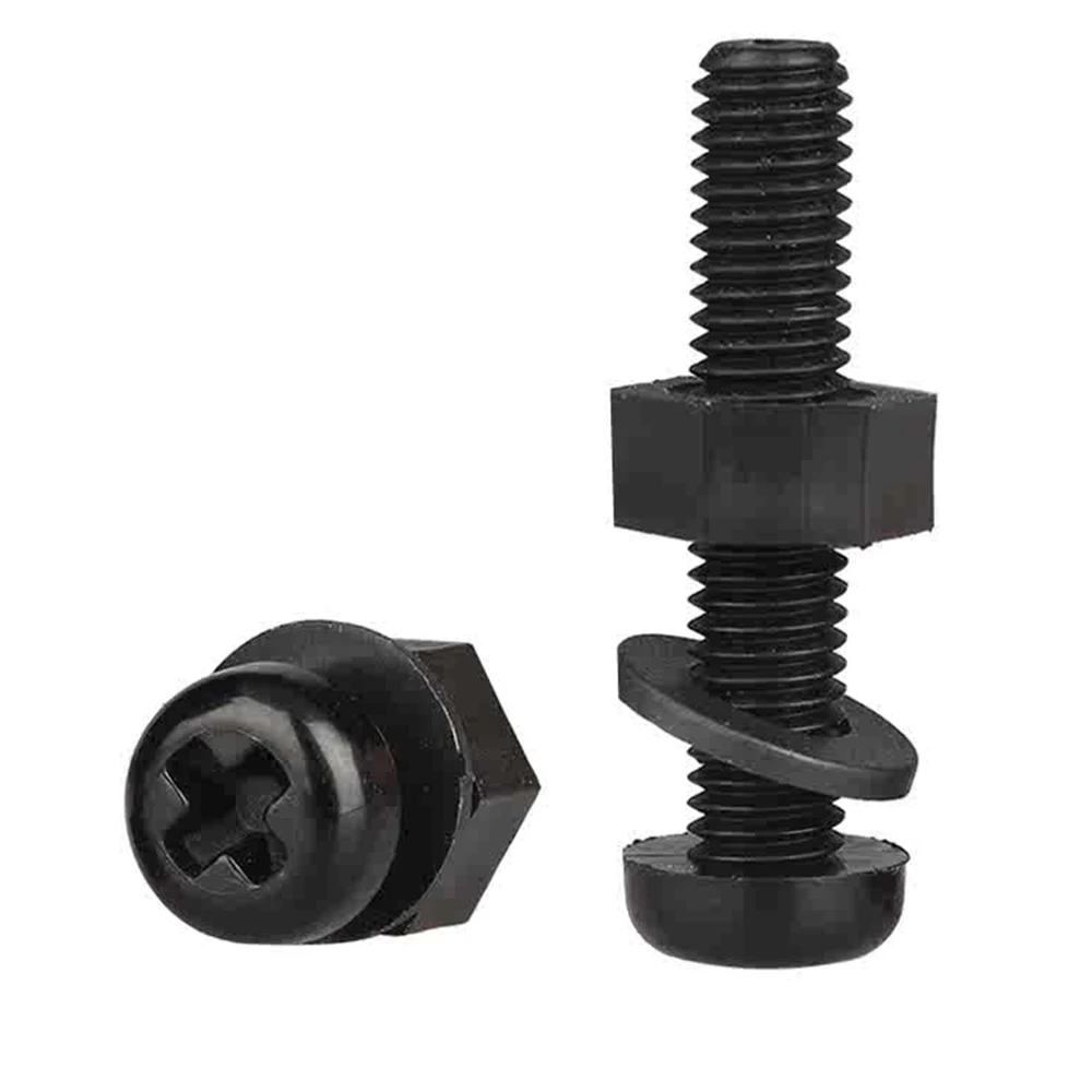 5-50Pc Vite e dado a testa tonda a croce con rondelle M2 M2.5 M3 M4 M5 M6 M8 Viti in nylon nero/bianco Kit dadi per bulloni filettati metrici