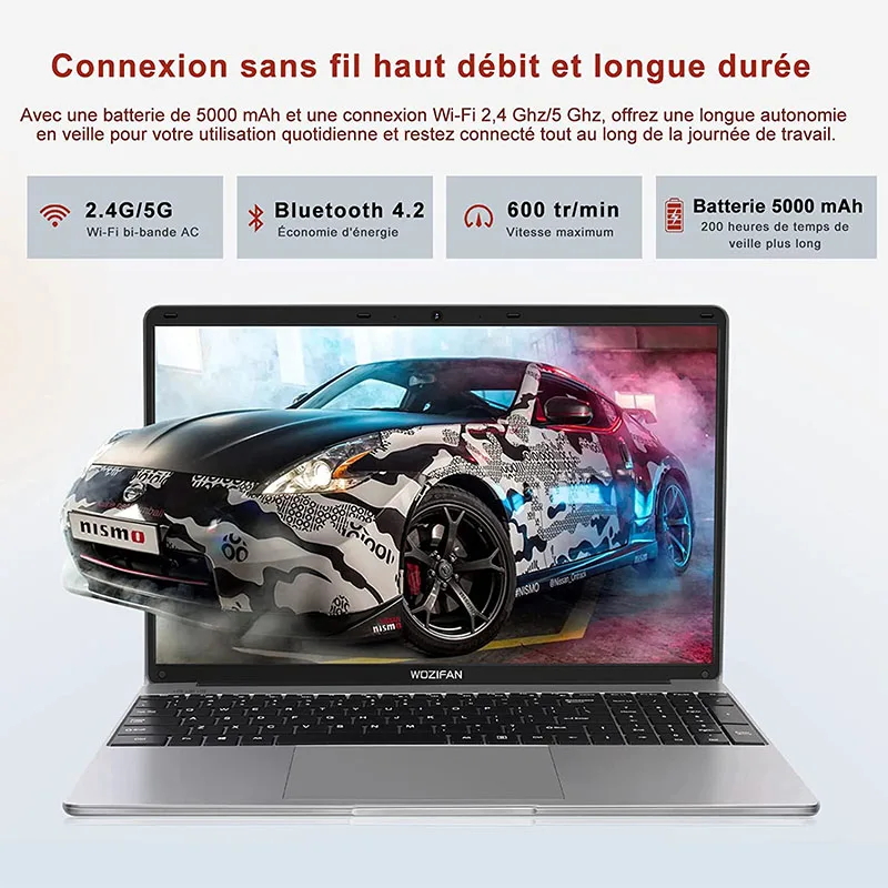 Wozifan Laptop 128Gb Ssd Ondersteuning Uitbreiding 15.6 "Intel 6Gb Laptop Windows Fhd1080 2.4G + 5G Wifi Bt 4.2 Hdmi Draadloze Muis Grijs