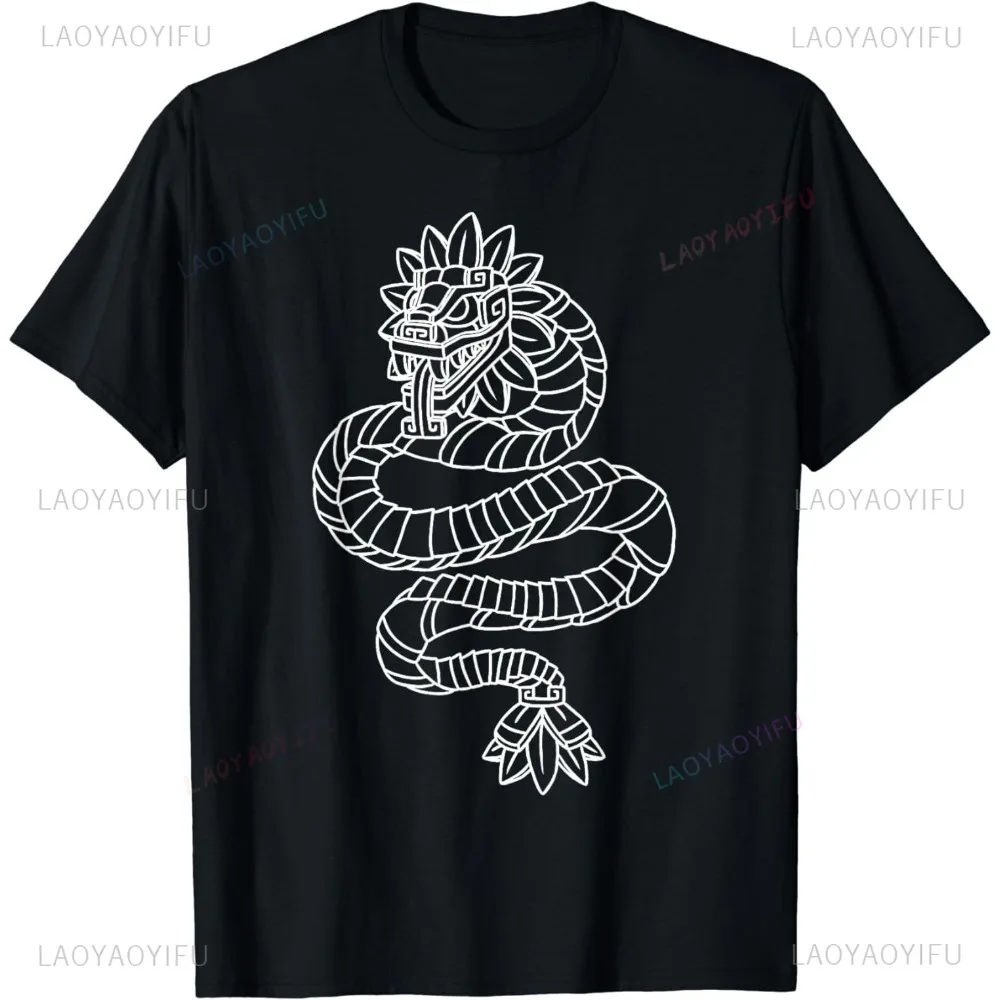 Quetzalcoatl Aztec Mayan Feathered Serpent Toltec Inca TShirt Street Fashion Classic Retro Trend O Collar ShortSleeve Baggy Tops