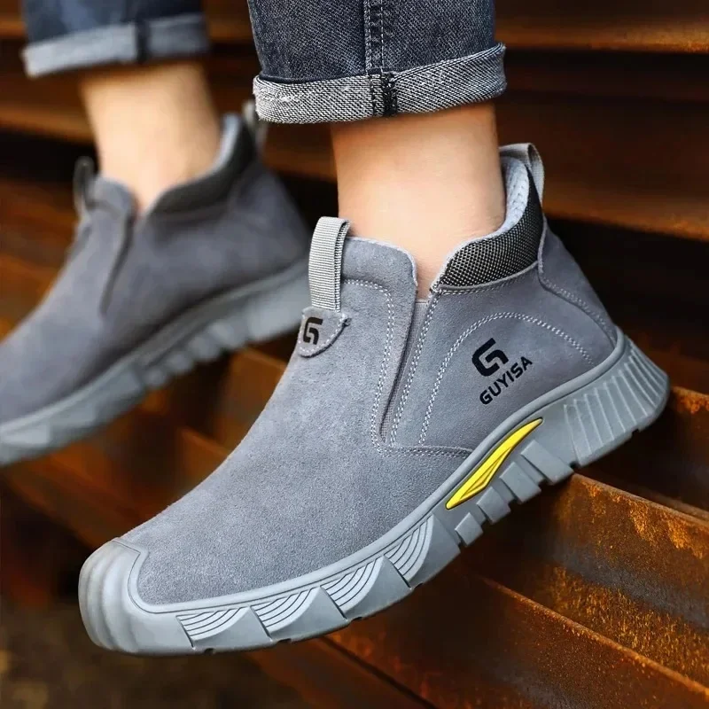 

New Safety Boots Men Welder Safety Shoes Anti-Smash Indestructible Safety Shoes Men Work Boots Steel Toe Security Boots Footwear