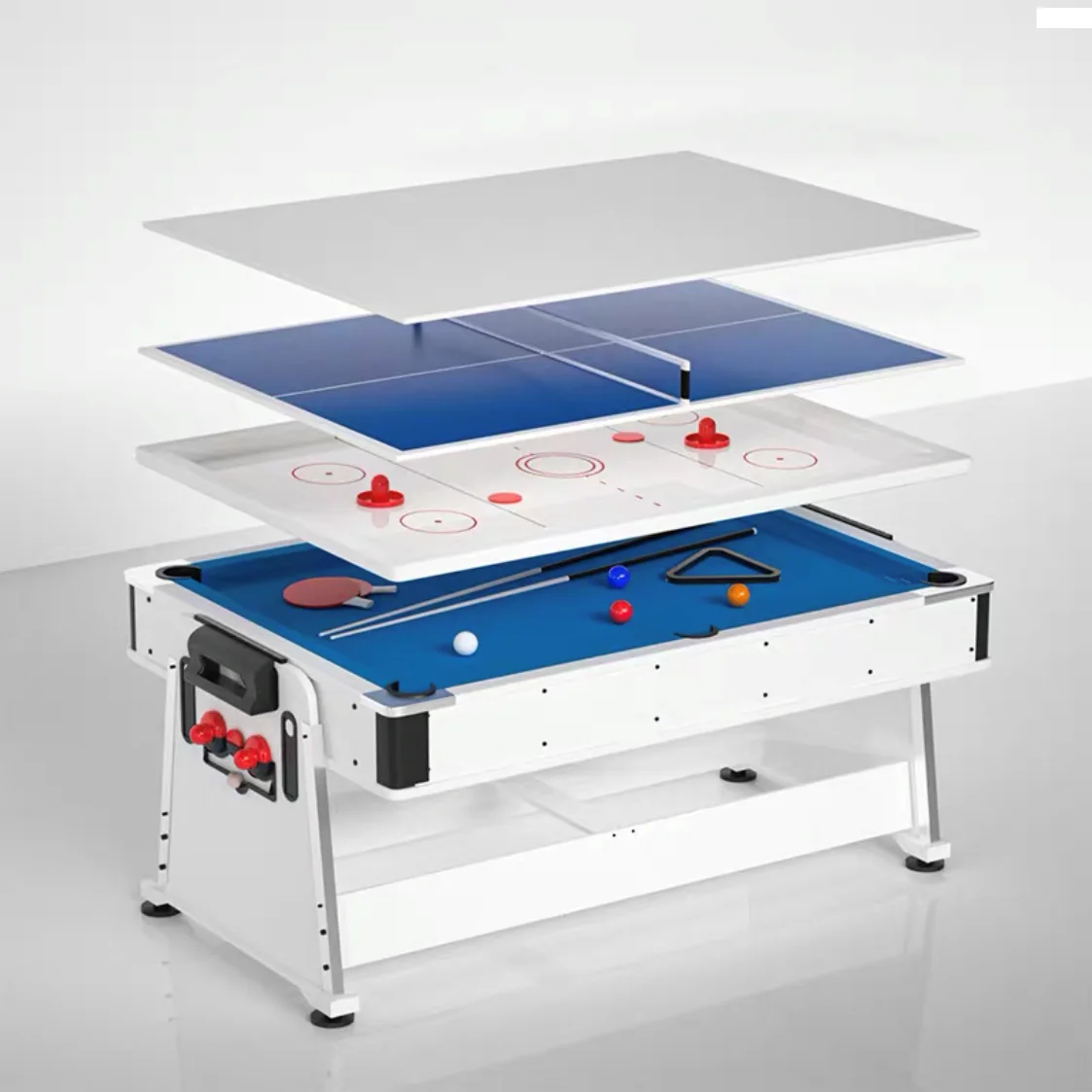 Factory Price Billiard Pool Table Rotational Multi-functional 4 in 1 7ft Air Hockey Ping-pong Dinning Table