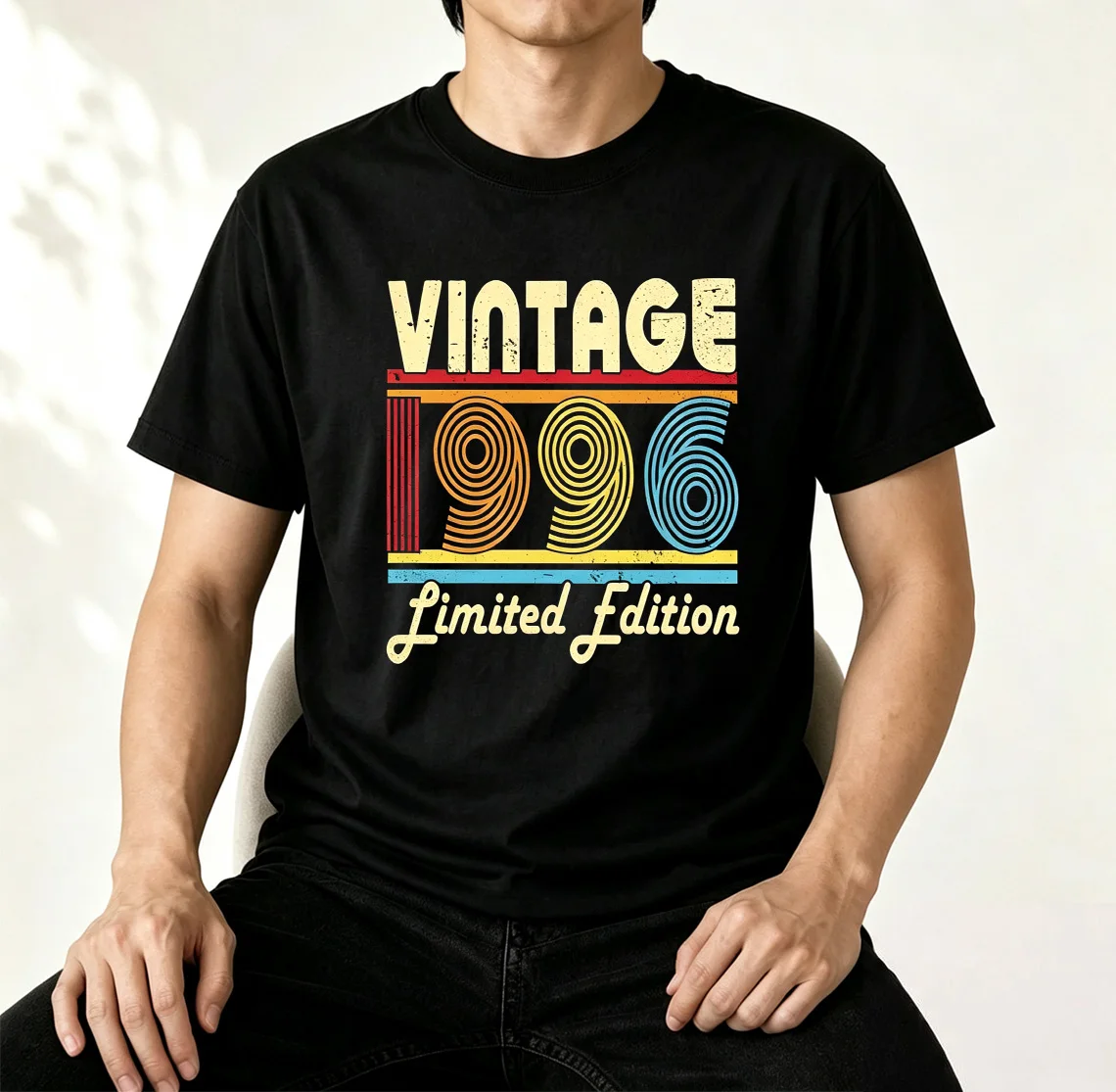 Vintage 1996 1997 Retro Rainbow Swirl Number Limited Edition Graphic T Shirt Unisex Men Women 30th 31th Birthday Casual Gift Tee