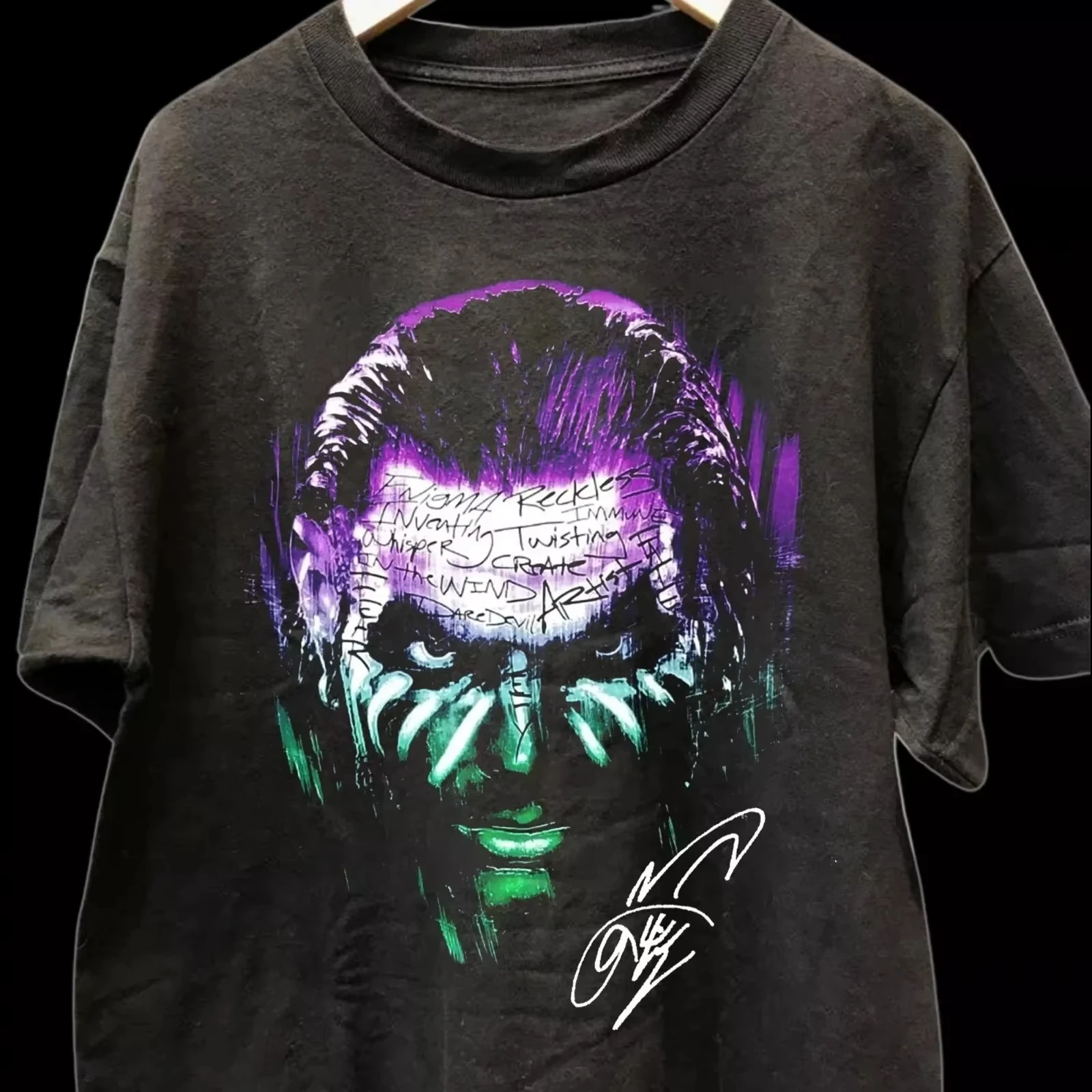 Seltenes Jeff Hardy Signature Baumwoll-T-Shirt, Fan-Geschenk, Herren- und Damen-T-Shirt, bedrucktes klassisches T-Shirt, lässiges Street-Fan-T-Shirt – Detail 2
