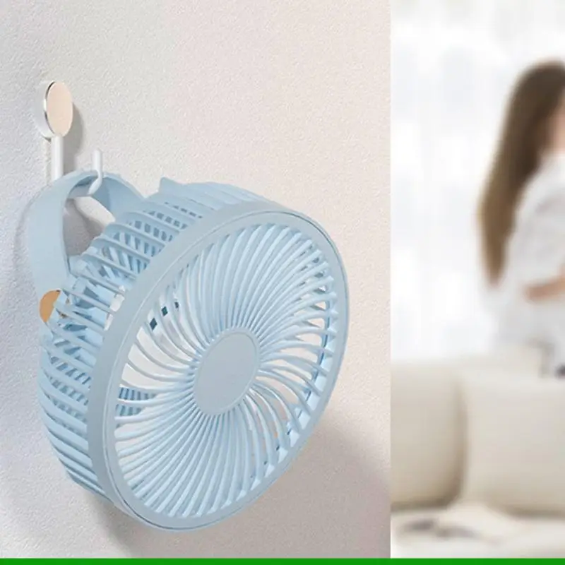 U55C 6.9'' Multi-function Remote Control Timing Hanging Fan with Hook+Lamp 2000mAh Small Ceiling Fan USB Charging for Kids