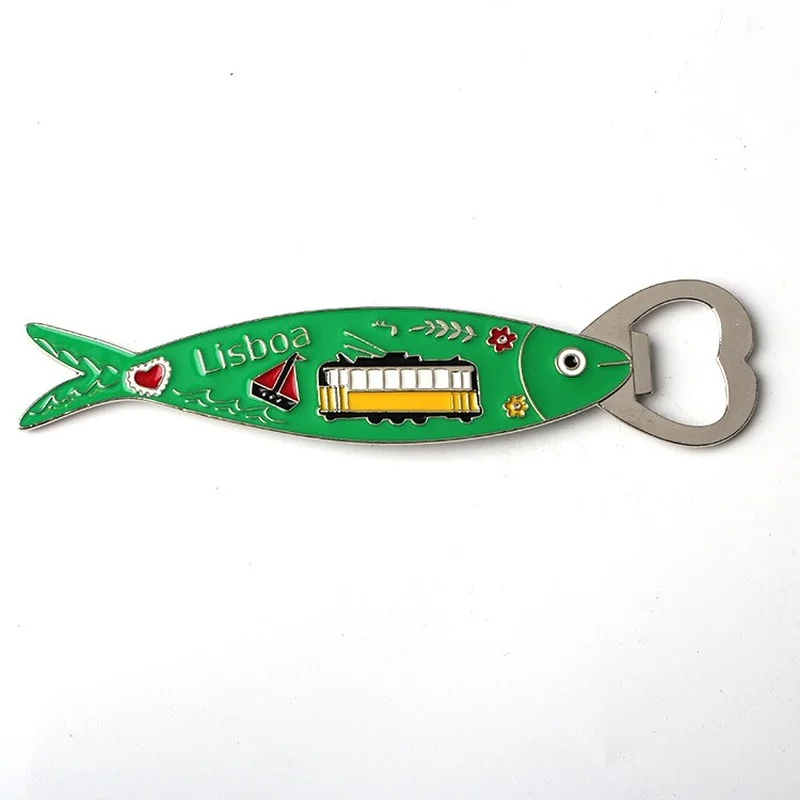 Lisbon Sardine Metal Fridge Magnets Bottle Opener Cute Kitchen Decor Portugal Travelling Souvenirs Message Board Magnets