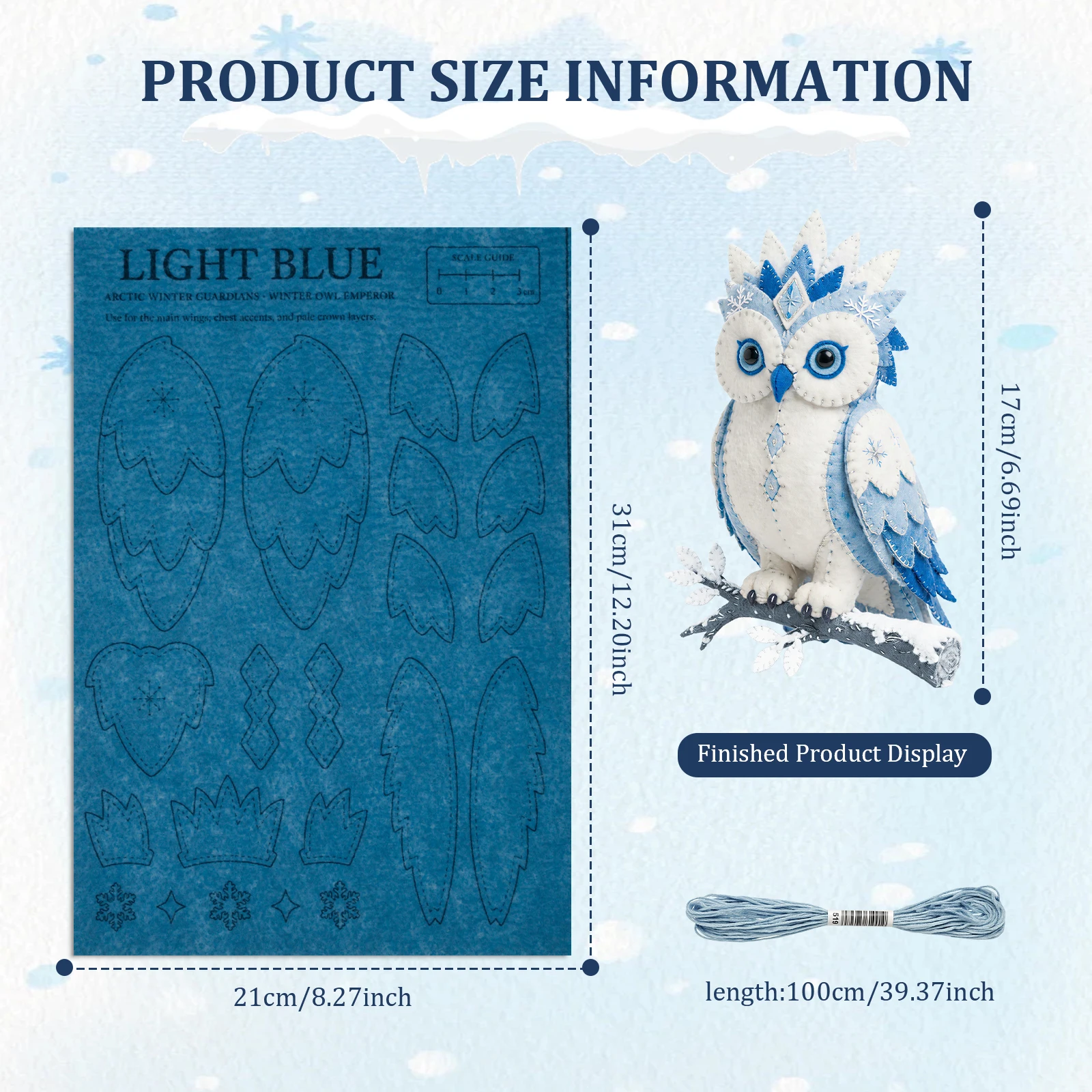 Arctic Winter DIY Patchwork Kit Felt Animal Sewing Kit for Beginner 3D Stuffed Animal Creature Pre Cut Handmade Craft Set