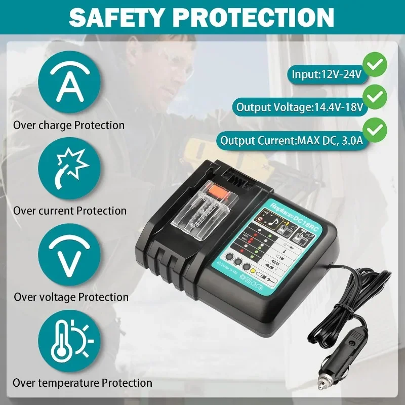 

Замена зарядного устройства Makita 14.4V - 18V DC18RC для литий-ионных аккумуляторов Makita BL1860 BL1850 3.0 А с LED-дисплеем