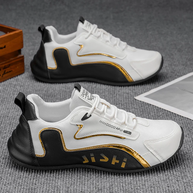 

Мужские водонепроницаемые кроссовки из искусственной кожи, повседневная спортивная обувь, мужские легкие дышащие нескользящие теннисные туфли на плоской подошве, Zapatillas Hombre