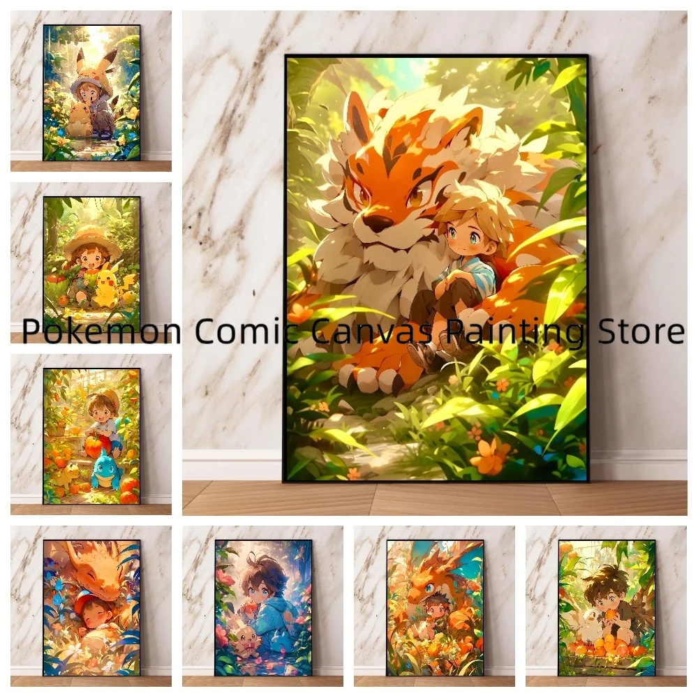 

Surrounding Japanese Animation Pokemon Wall Stickers and Posters for Bedroom Decoration Pictures Christmas Gift for Children