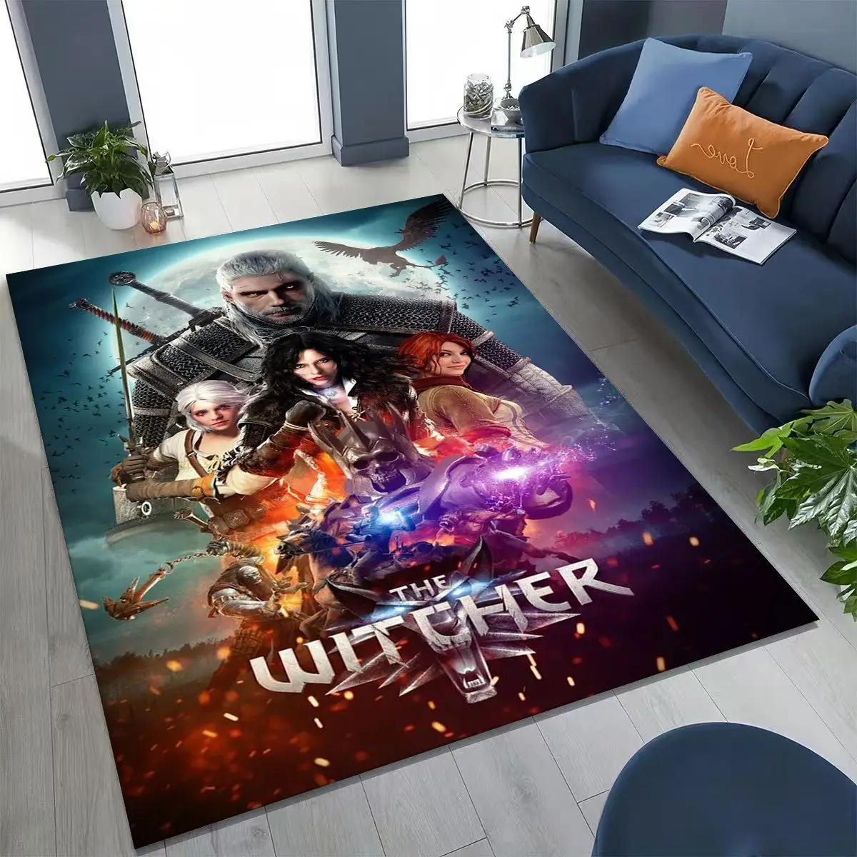 3D The W-Witcher Geralt Games Cartoon Rug for Bedroom Living Room Sofa Home Doormat Decor, Large Kid Play Non-slip Floor Mat