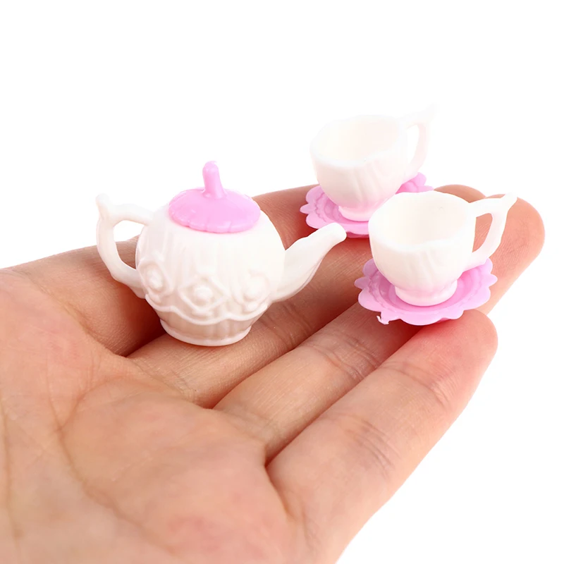 1:12 vaisselle théière tasses à café soucoupe plateau assiette service à thé Pot cuisine décor maison de poupée Miniature cadeau de noël poupée accessoires