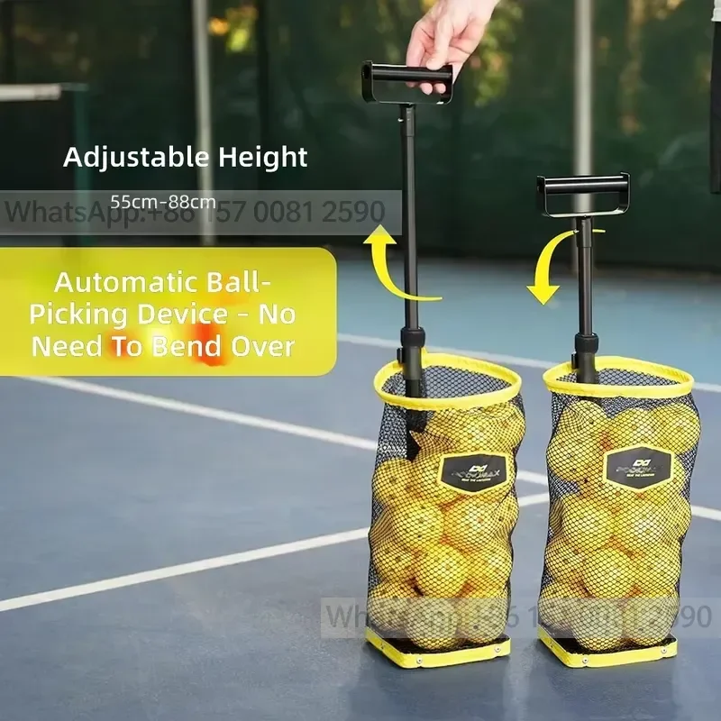 Pickleball Ball Collector, No Bending Effort Required, Press-down Automatic Ball Picker, Aluminum Alloy Ball Retriever