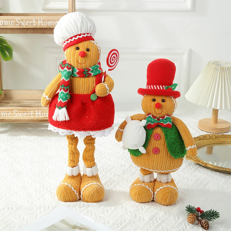 Retractable Gingerbread Man Doll Biscuit Cookie Man Toy Dolls Ornaments Christmas Decor