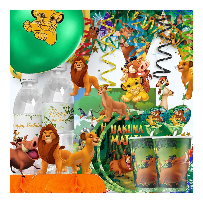 Disney The Lion King Simba Pumbaa Forest Animal Photo Backdrop Latex Balloons Theme Party Decorations Gender Reveal Supplies