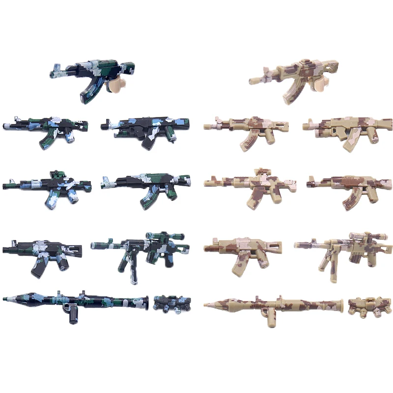 Soviet Military Weapons Accessories Guns Building Blocks Army Soldier Figure Camouflage Rifle AK47 AK74 RPG Bricks Toys C335