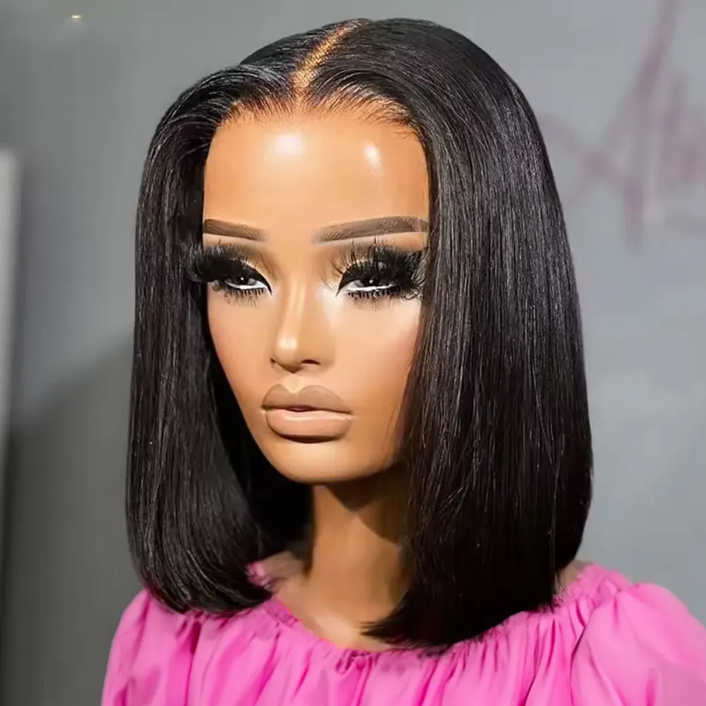 

16 Inches Straight Wear Go Glueless Bob Wigs Human Hair 7x5 13x4 Lace Frontal Wig 4x4 Bob Brazilian Pre Plucked For Women 220%