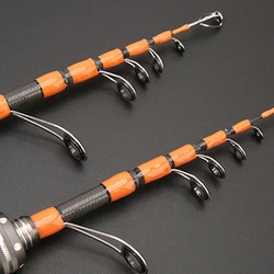 Caña de pescar telescópica de carbono Spinner Casting de 1,5 m, caña de boca de caballo UL de 2-6 lb con caña de pescar telescópica, juego de postes de viaje