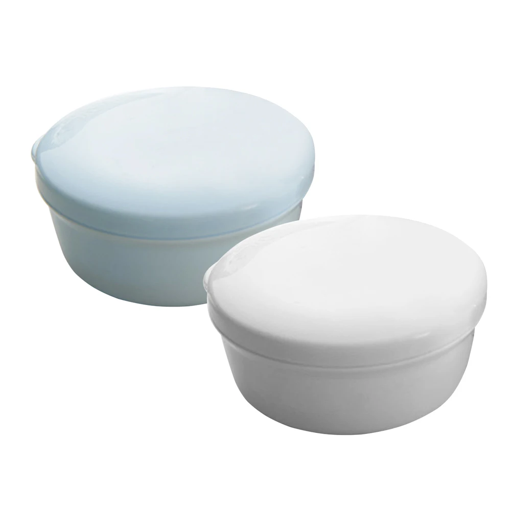 

2pcs Household Soap Boxes Round Plastic Soap Holder Soap Dish with Lid and Draining Plate for Home Dorm