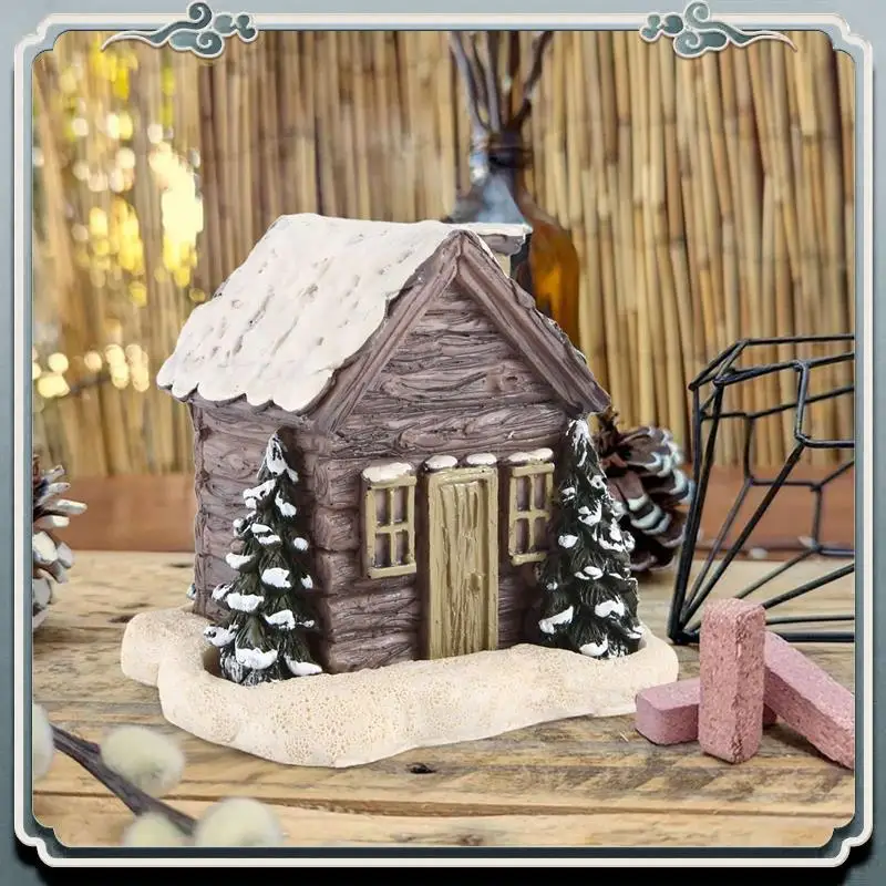 AC76-Log Cabina Bruciatore a cono di incenso invernale innevata, Bruciatore di incenso per cabina di Natale, Bruciatore di incenso per cabina di tronchi, Incenso per ambienti durevole