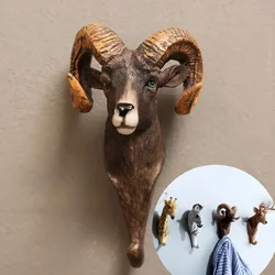 New Vintage Resin Wall Coat Rack Wall Hook Home Wall Decoration Stereo Animal Rack Bathroom Accessories