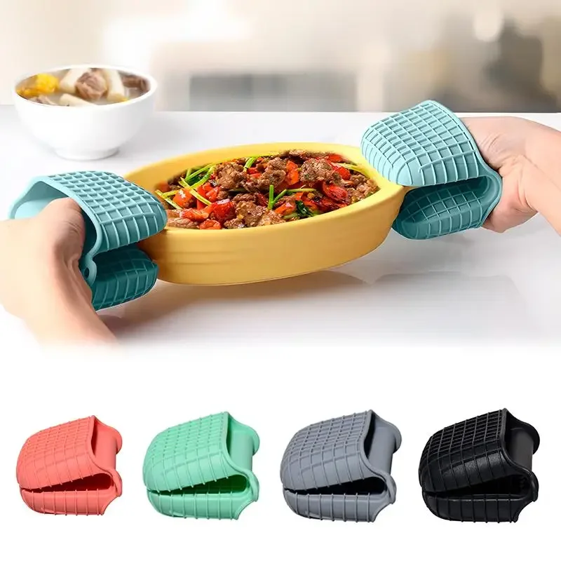 1/2PCS Insulated Hand Silicone Anti-heat Gloves Baking Oven Microwave Plate Holder Anti-slip Silicone Gloves Mat Kitchen Gadgets