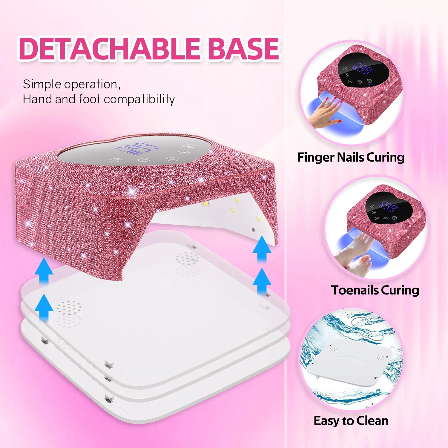 30LEDS Rechargeable Nail Lamp Professional UV LED Lamp With Diamonds 72W Gel Polish Nail Drying For Nail Polish Manicure Tools