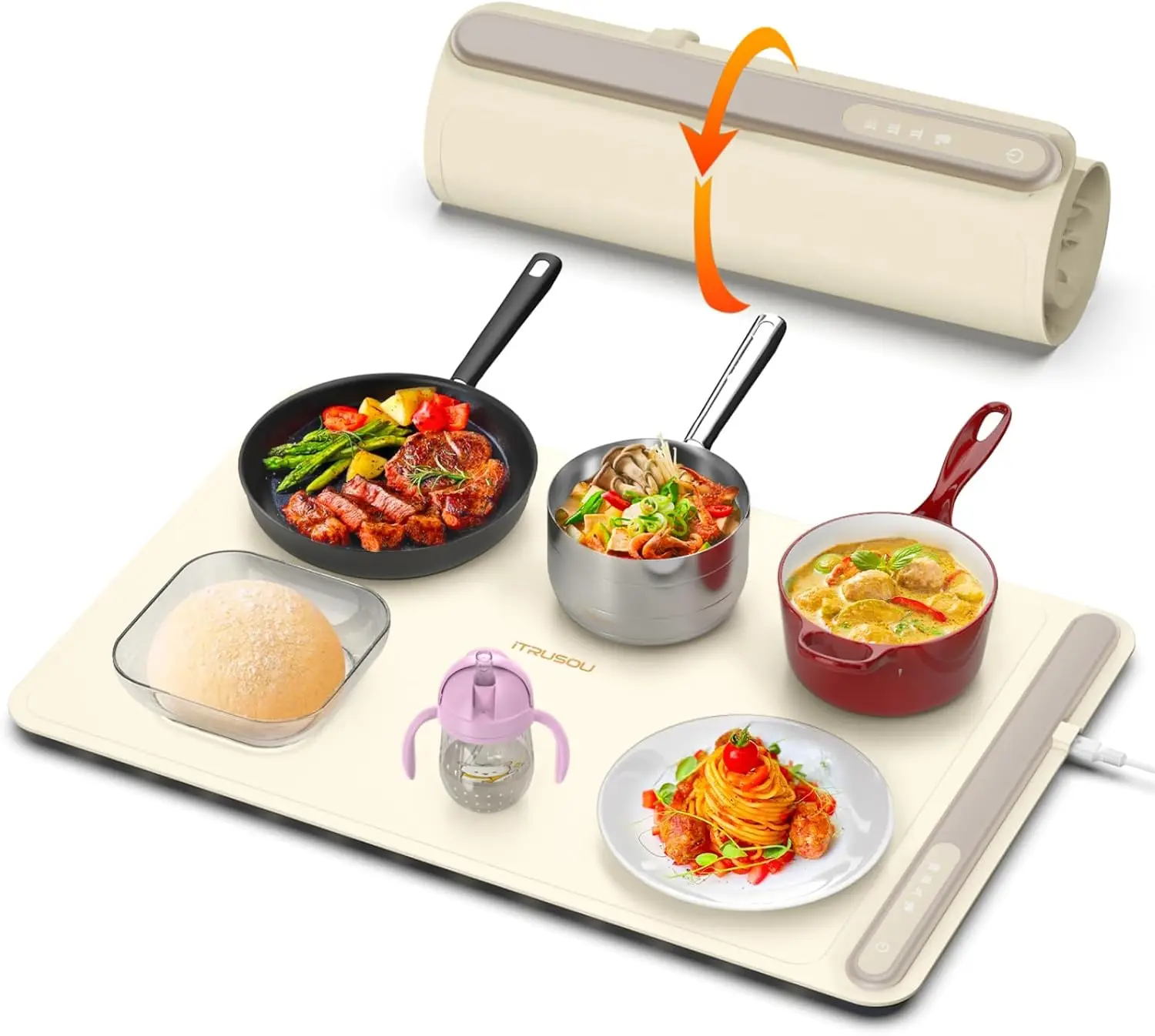 

Electric Warming Tray - Full Surface Heating,Rollable & Portable,Premium Silicone Nano-Material,3 Temperature Settings