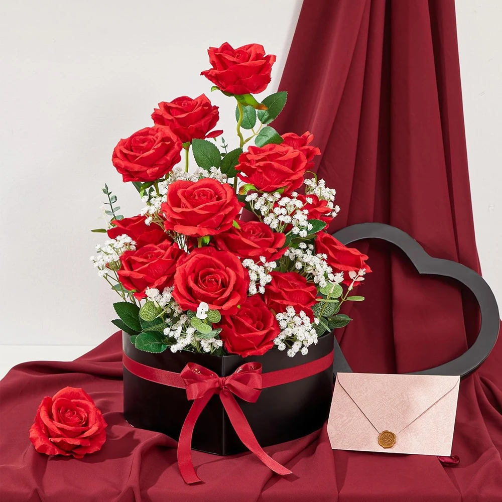 

10Pc Silk Artificial Flower Rose Christmas Bouquet Home Room Decora Wedding Wreath Bridal Accessories Clearance Outdoor Diy Gift