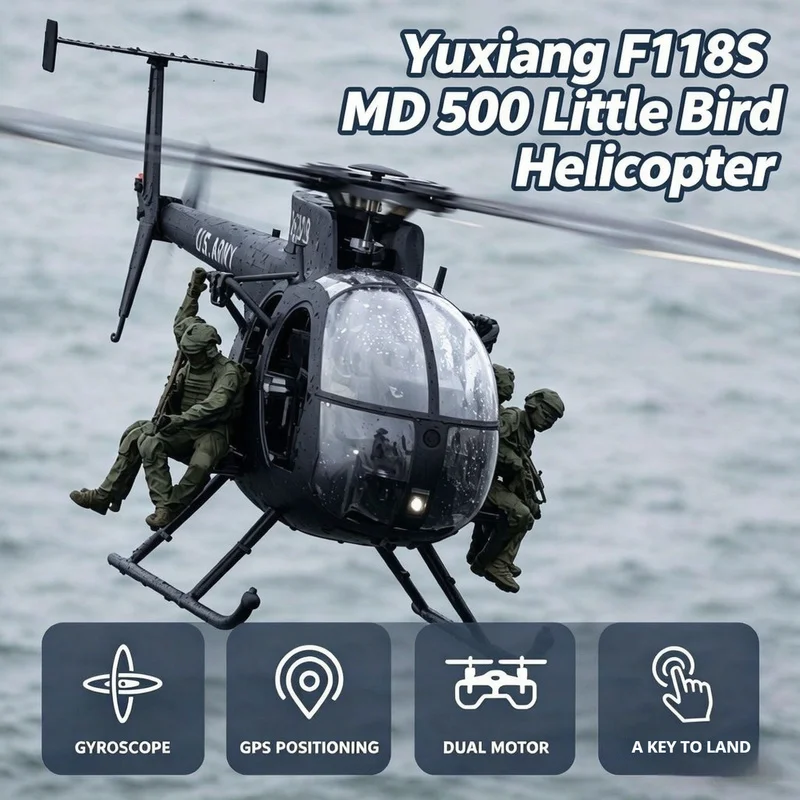 New Yuxiang F118S MD-500 Bird Remote Control Helicopter Like Real Aircraft Model Dual Brushless Motor Electric Toy With Soldiers