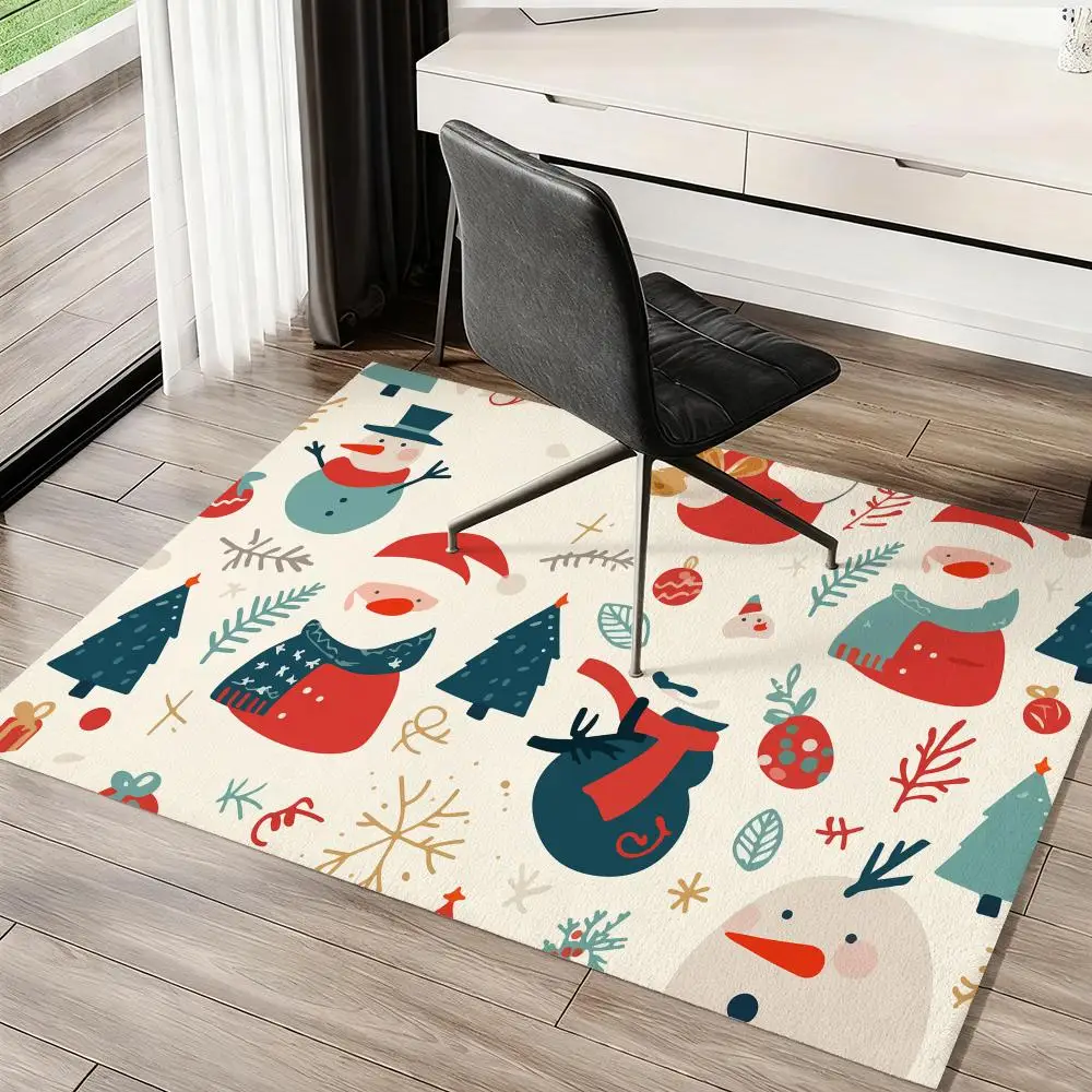 クリスマス柄デザインフロアマットフランネルラグソフト冬の暖かさフロアマット厚みのある滑り止めリビングルームホームドアマット用