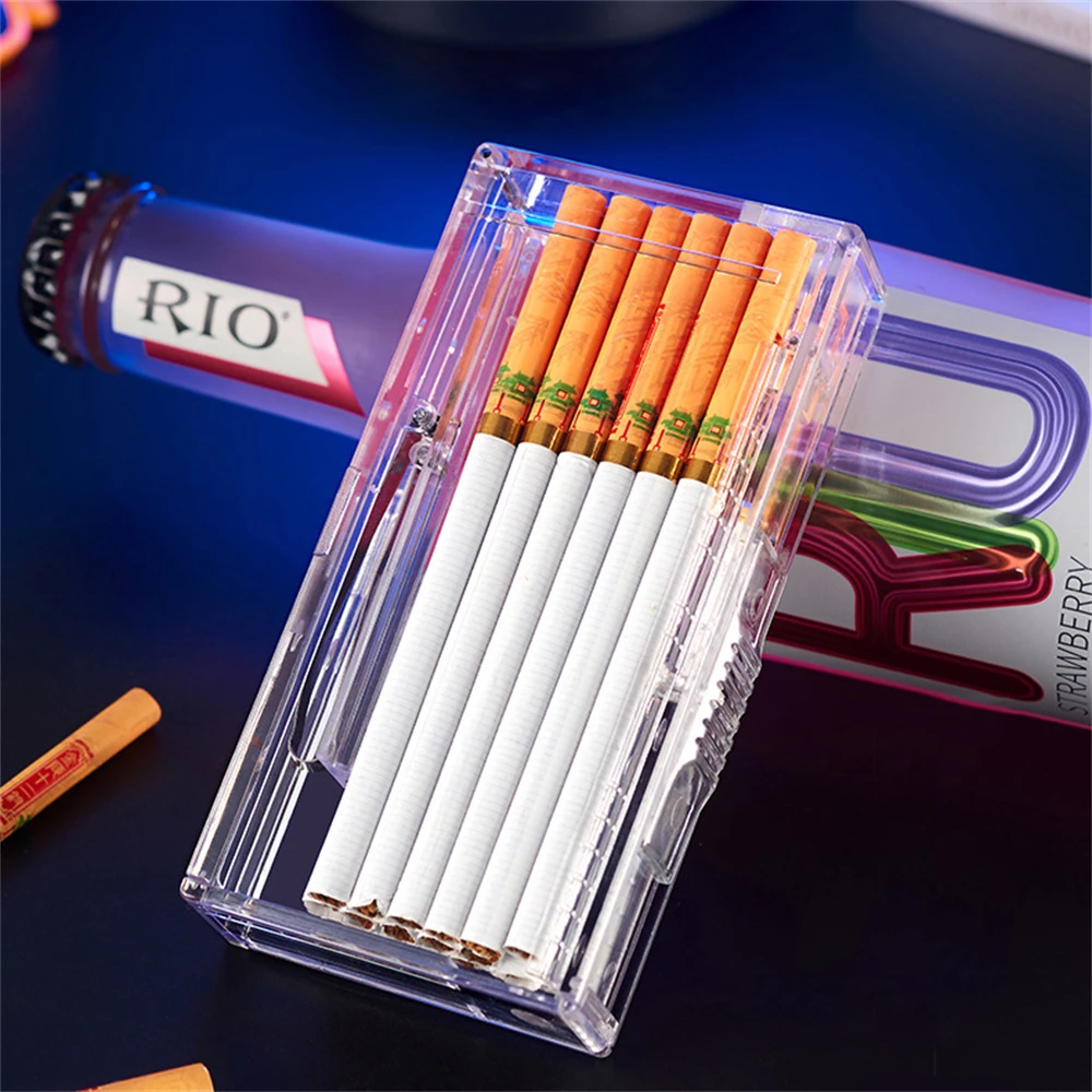 1pcs Transparent Cigarette Box Personalized Portable Visible Automatic Pop-Up Cigarette Waterproof Moisture-Proof Sweatproof Com