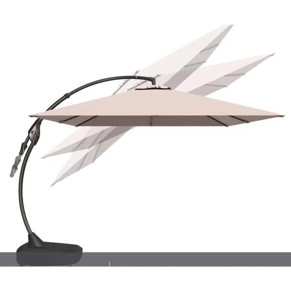 

Rectangular Offset Umbrella, Heavy Duty Cantilever Hanging Umbrella, Easy Tilt, All-Weather Canopy, Champagne Patio Umbrellas