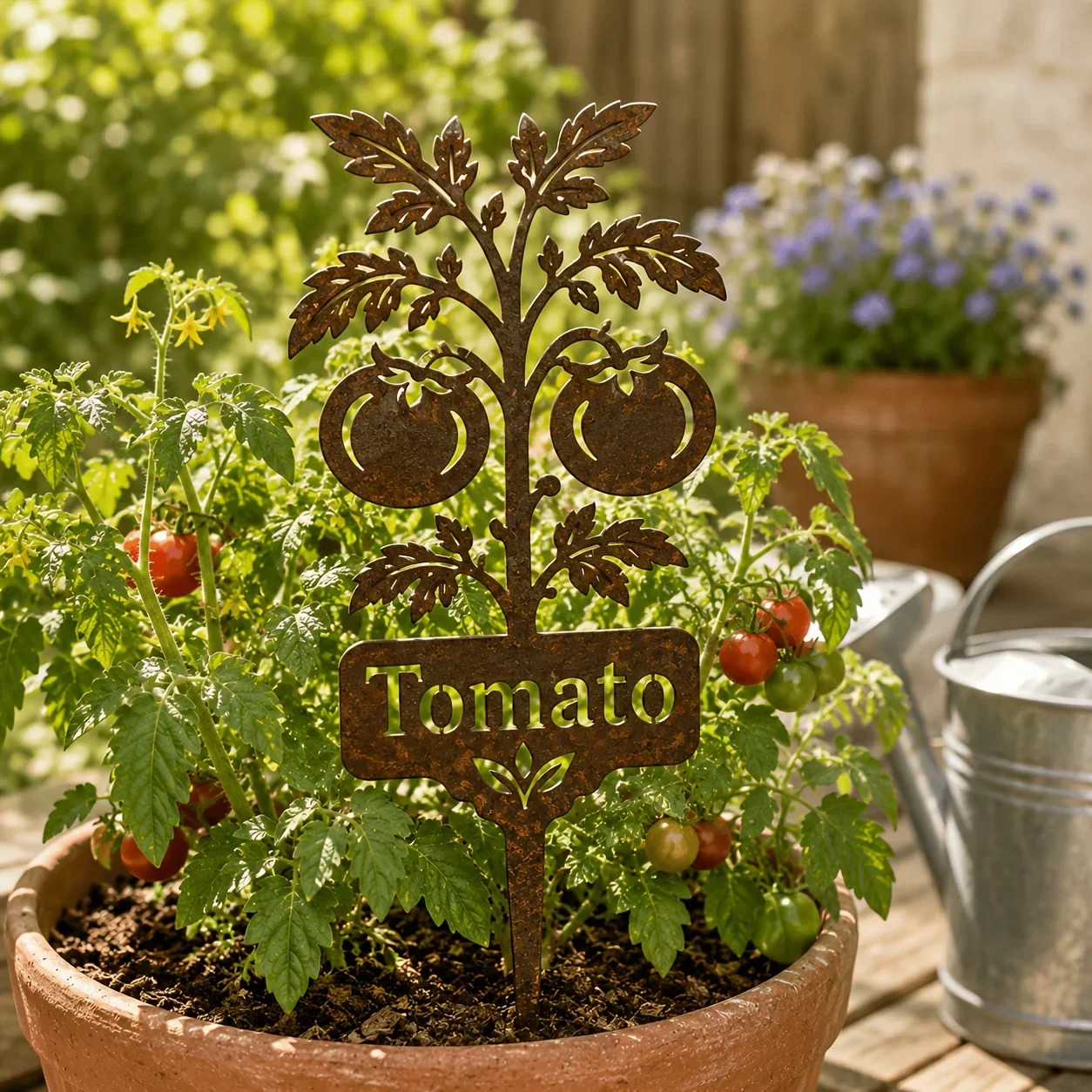 CIFBUY Rustic Metal Plant Markers Set Aluminum Strawberry Tomato Silhouette Garden Stake Vegetable Fruit Yard Label Decor