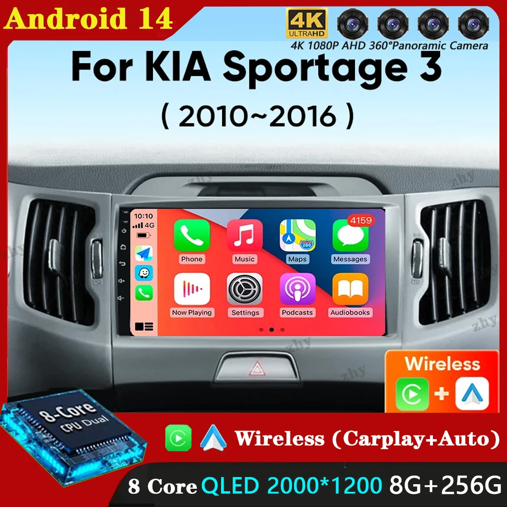 

Android 14 Car radio Android For KIA Sportage 3 Sportage R 2010-2016 Carplay Multimedia Player Car stereo 4G wifi Qualcomm 2din