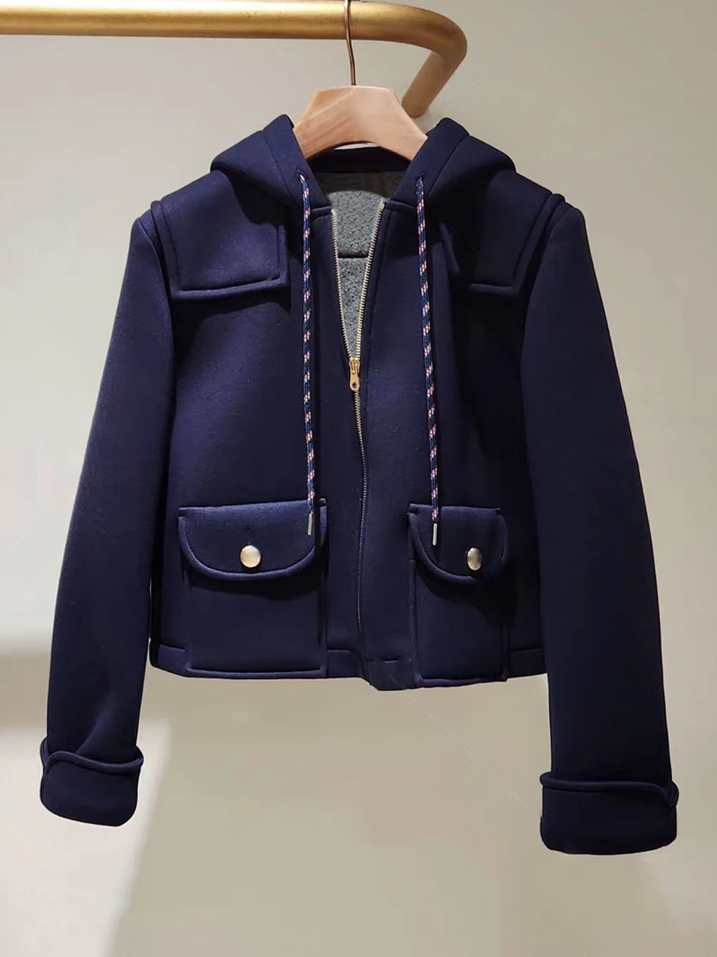 

Faionable Casual Hooded Jaet ort Outerwear Dstring S-home South Oil High-end Women's Autumn Winter New Arrival