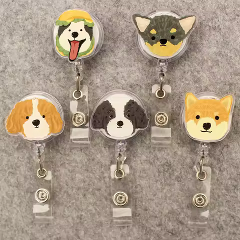Cute Funny Dog Style Retractable Card Holder Badge Reel Nurse Exhibition Enfermera Girl And Boy Name Card