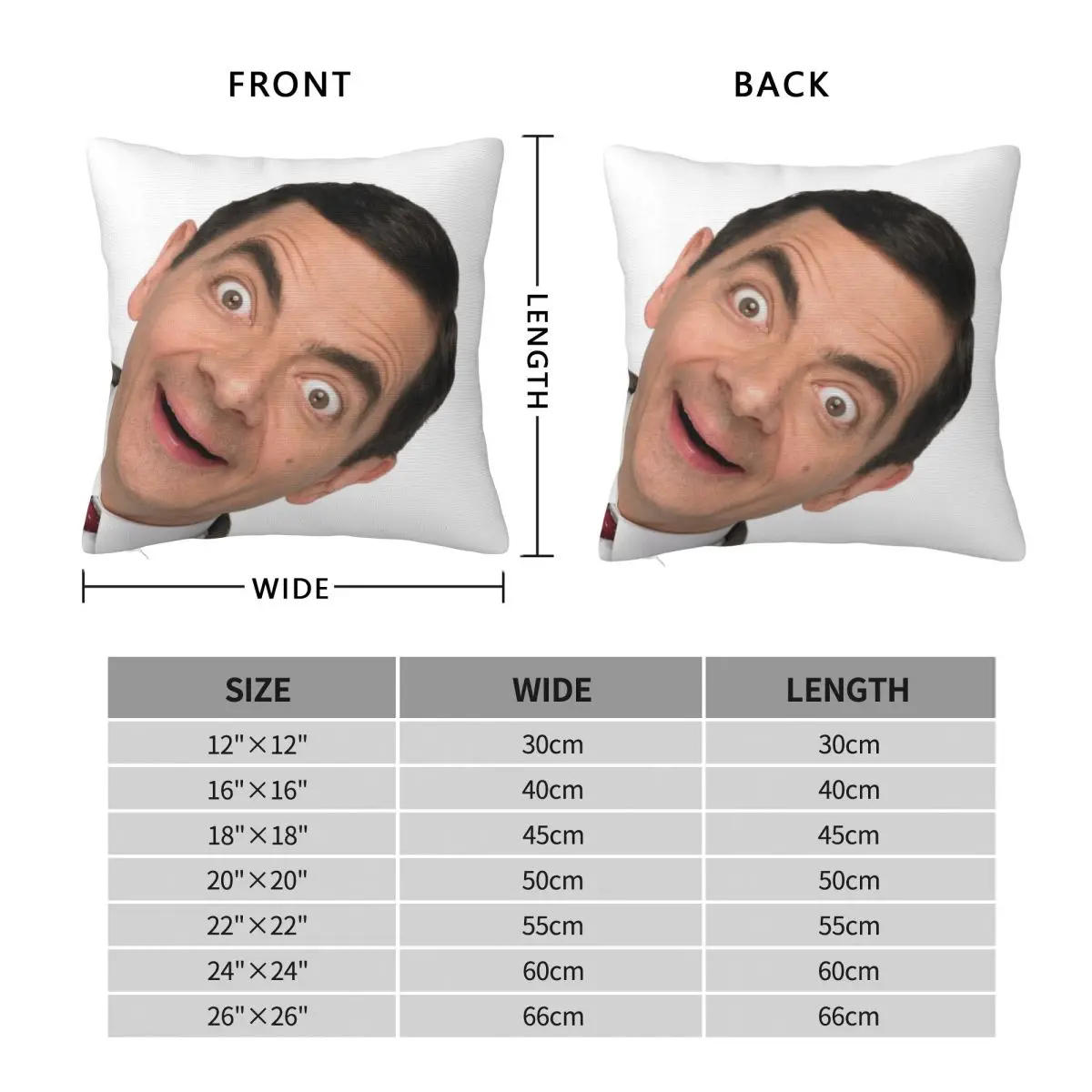 Mr. Bean Square Pillowcase Pillow Cover Polyester Cushion Decor Comfort Throw Pillow for Home Living Room