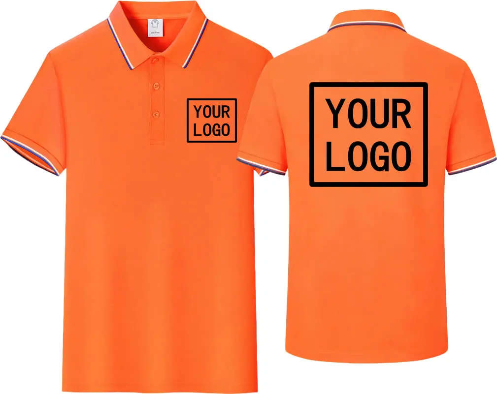 Custom Logo Men Women Short Sleeve Polo Shirts Solid Color Lapel Collar Breathable Pique Fabric Casual Work Uniform Tops Tee